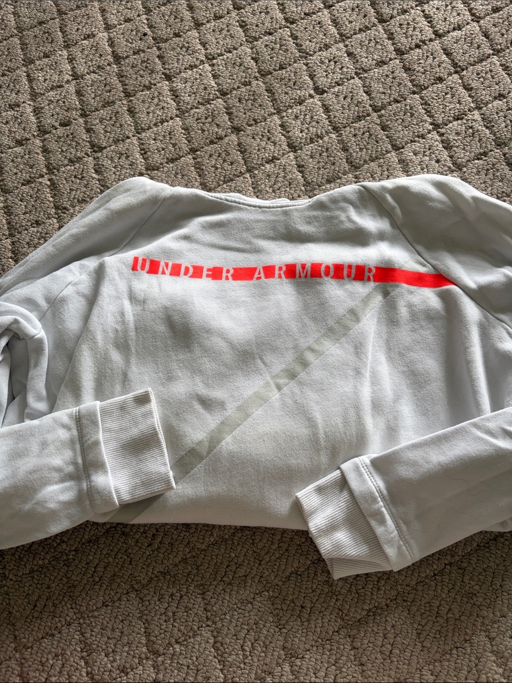 Under Armour Women’s White Crewneck Sweatshirt with Neon Red Back Logo